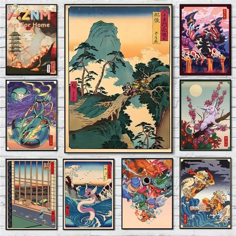 AZNM Ukiyo-e Stijl Pokemon Gro - Anime Merchandise Posters recensie en prijs